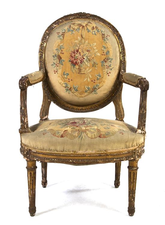 A Louis XVI Style Giltwood Fauteuil 151685