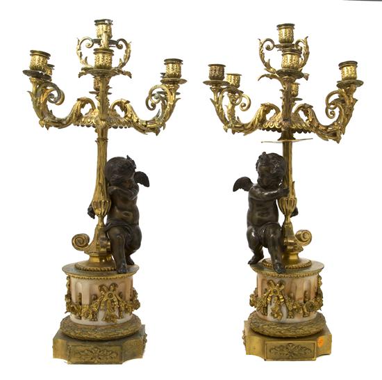A Pair of Louis XVI Style Gilt and Patinated