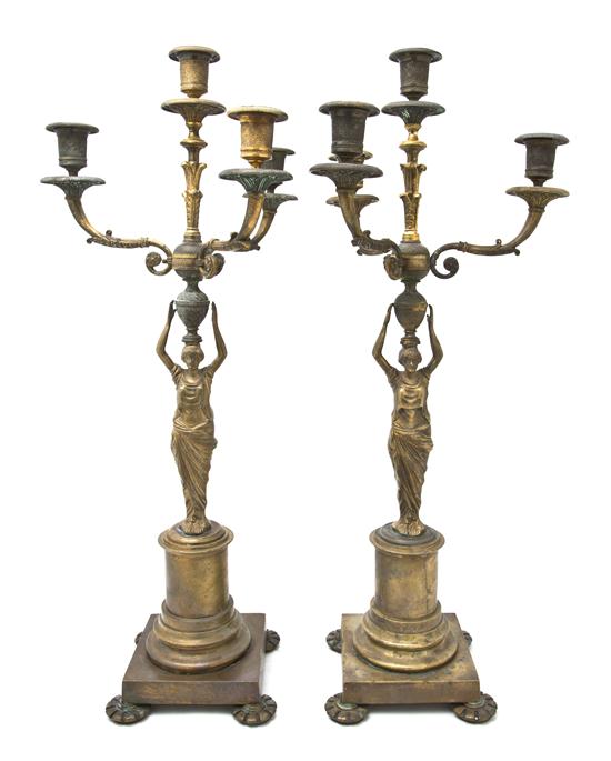A Pair of Louis XVI Style Gilt Bronze