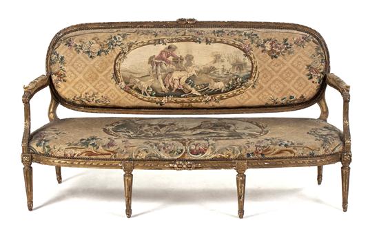 A Louis XVI Style Giltwood Canape