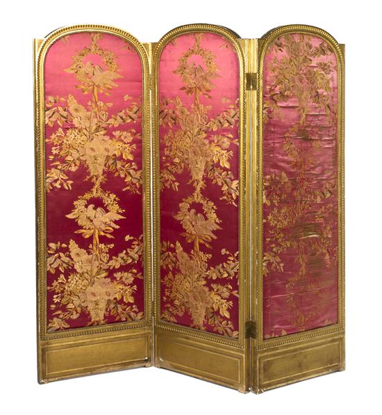 A Louis XVI Style Giltwood Three Panel 1516d1