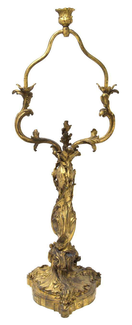 A Louis XVI Style Gilt Bronze Lamp