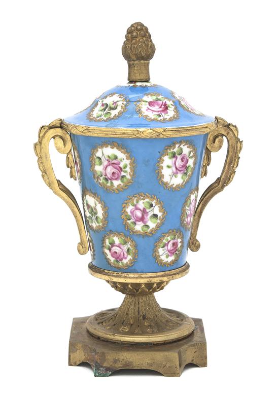 A Sevres Style Gilt Metal Mounted
