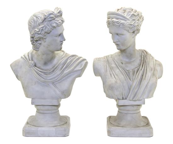 A Pair of Continental Parianware Busts