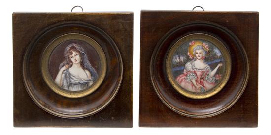 Two French Portrait Miniatures on Ivory