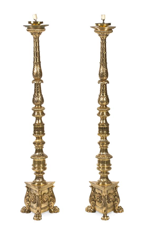 A Pair of Empire Style Brass Torchieres 15174a