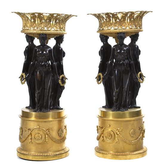 A Pair of Empire Style Gilt and