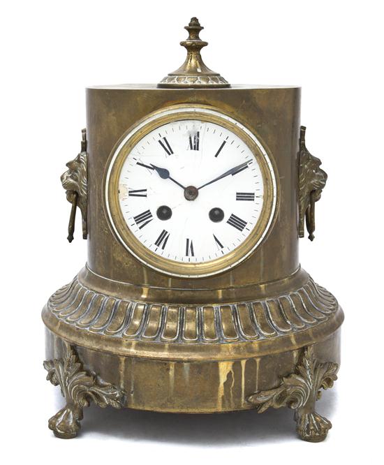 A French Brass Table Clock of columnar