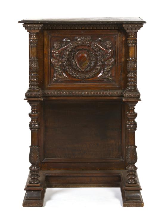 A Continental Carved Secretaire