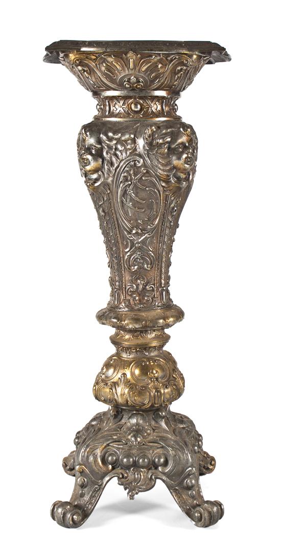 A Neoclassical Gilt Metal Pedestal having