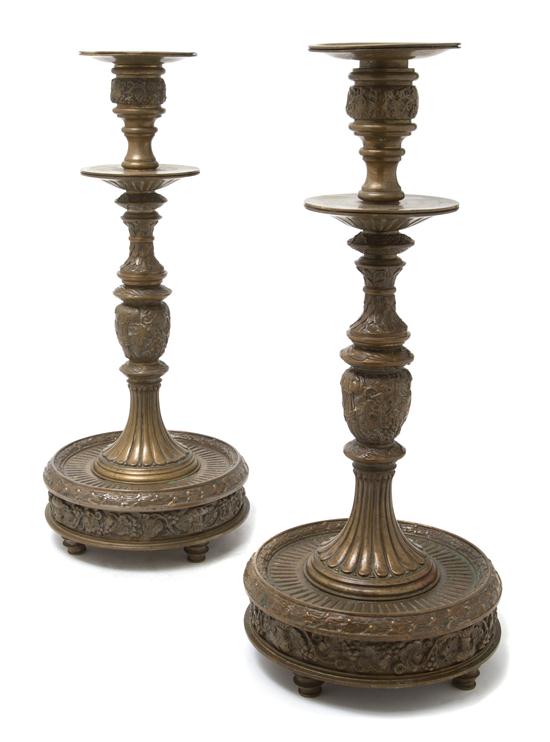 A Pair of Neoclassical Bronze Candlesticks 1517bd