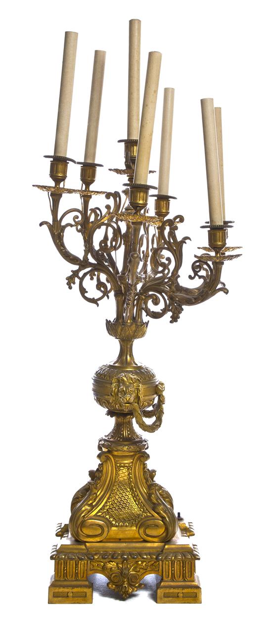 A Continental Gilt Bronze Seven-Light