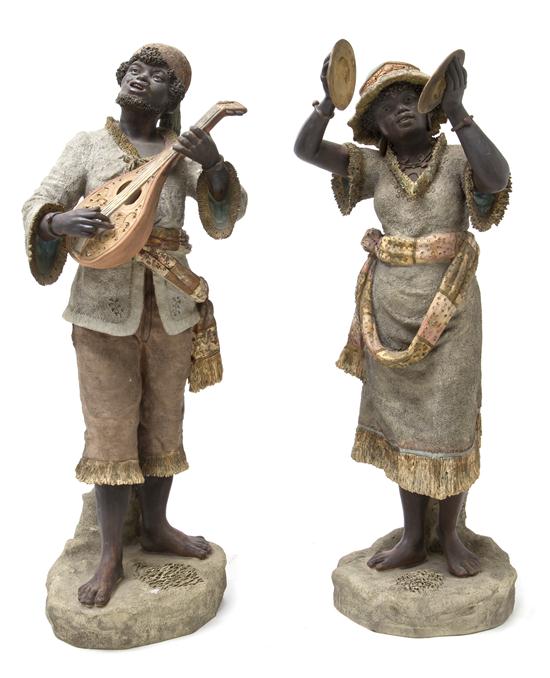 A Pair of Ceramic Blackamoor Figures