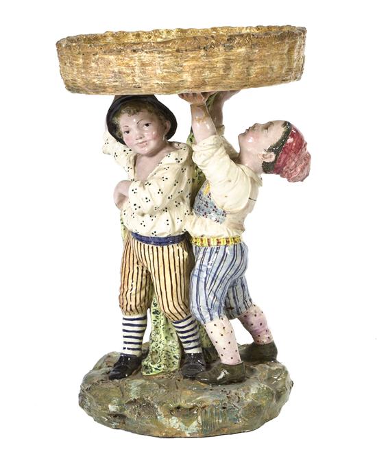 A Continental Ceramic Figural Compote