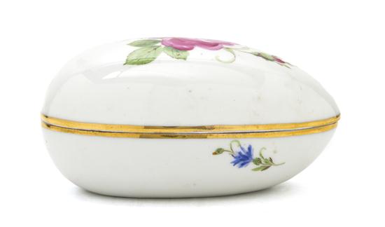 A Meissen Porcelain Box of egg form