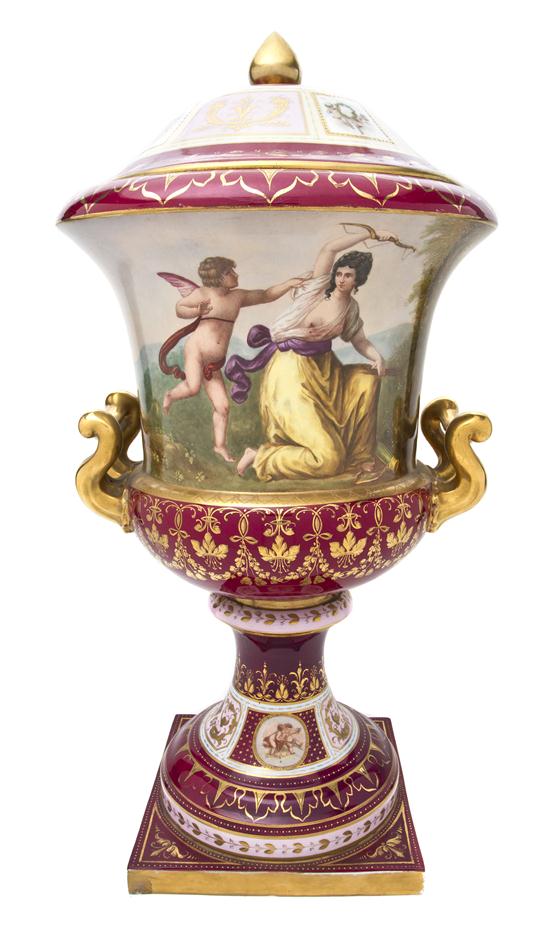 A Royal Vienna Porcelain Covered Urn