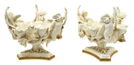 A Pair of Moore Porcelain Compotes having