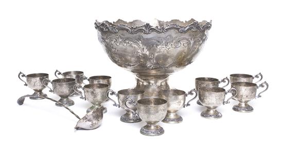 A Silverplate Punch Bowl Set comprising 1518e7