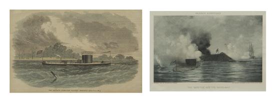 Two American Prints Depicting Iron Clads