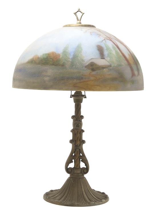 An American Reverse Painted Table Lamp