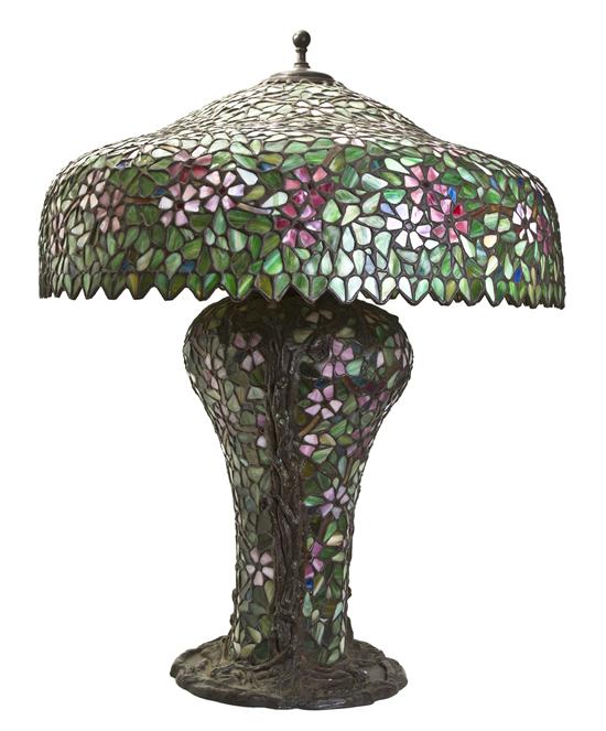 An American Leaded Glass Table Lamp