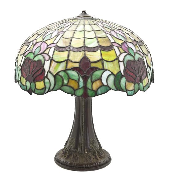 An American Leaded Glass Shade of domed