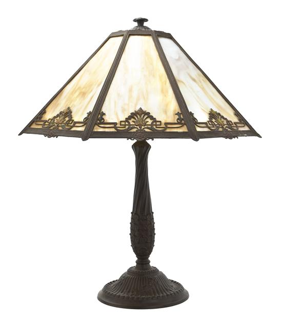 An American Slag Glass Table Lamp