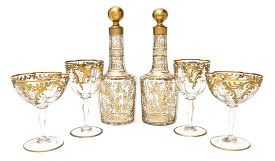 A Continental Gilt Decorated Glass