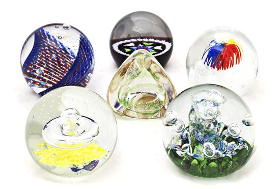 Six Caithness Glass Paperweights five