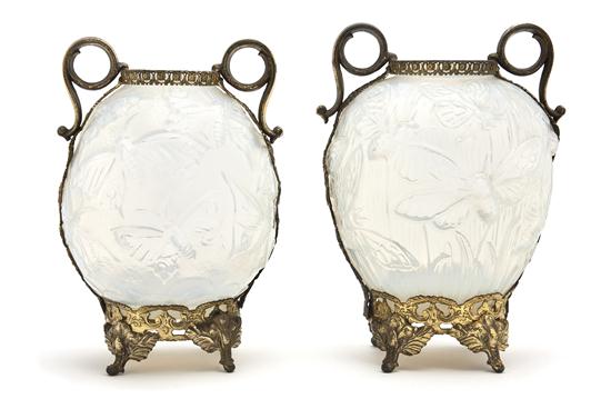 A Near Pair of Gilt Metal Mounted