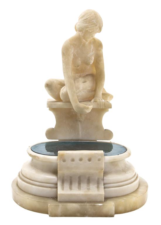 An Art Deco Alabaster Figural Lamp depicting