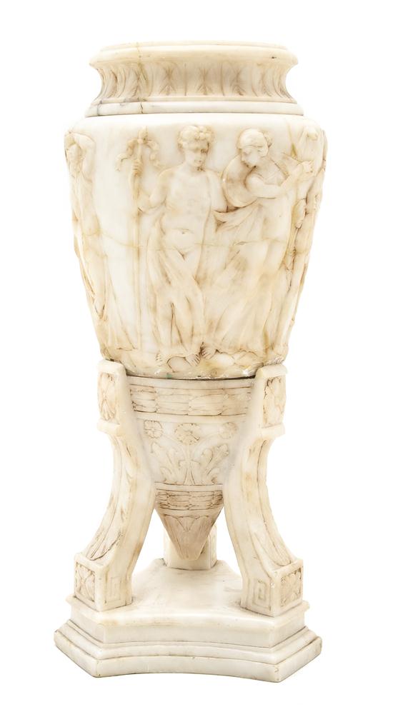 A Continental Alabaster Lamp in three