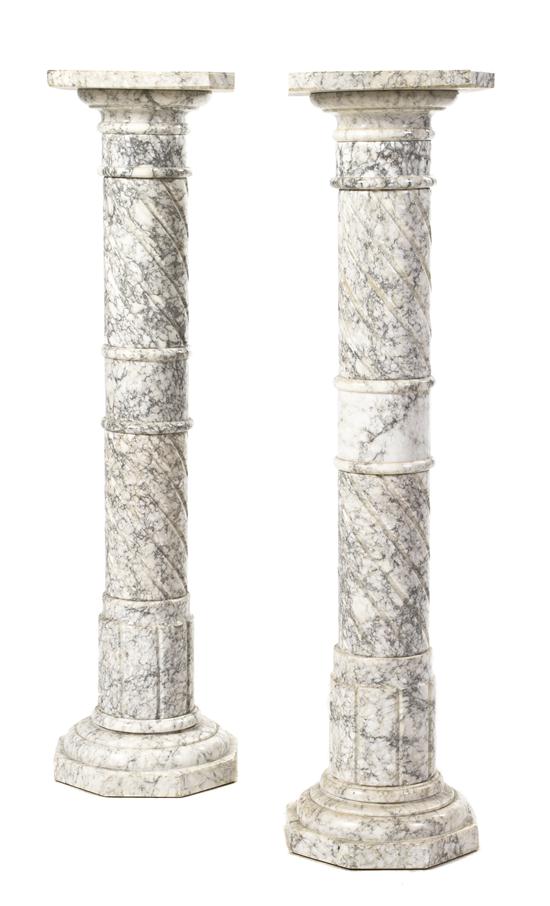 A Pair of Continental Marble Pedestals