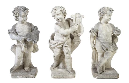 Three Cast Stone Garden Figures 1519eb