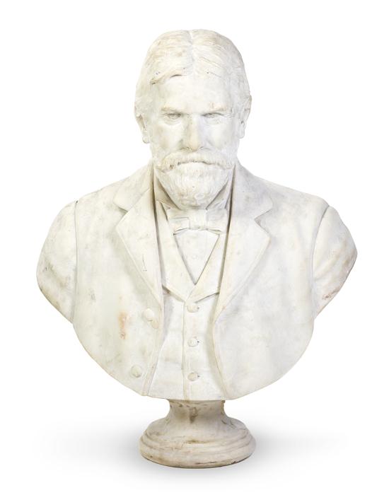 An American Marble Bust Bracony depicting