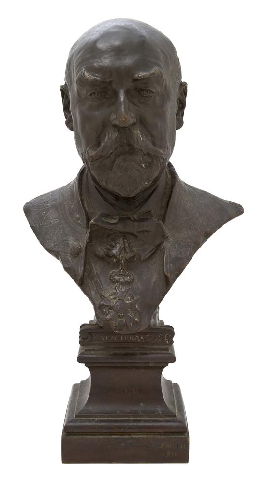 A Continental Bronze Figural Bust