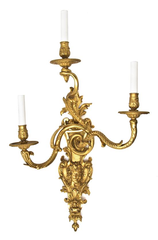 A Neoclassical Gilt Bronze Three Light 151aad