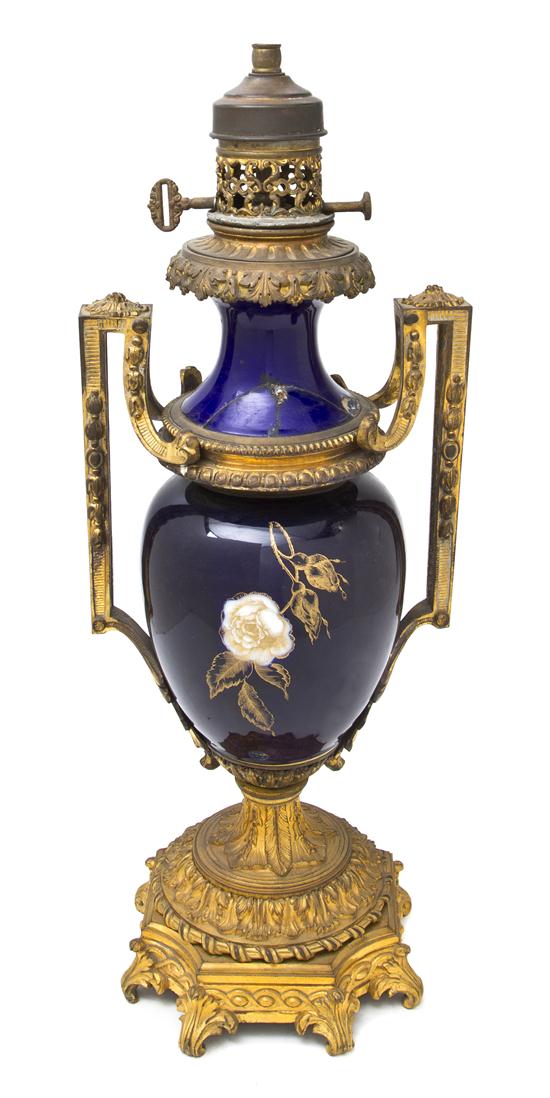 A Continental Gilt Bronze Mounted Porcelain