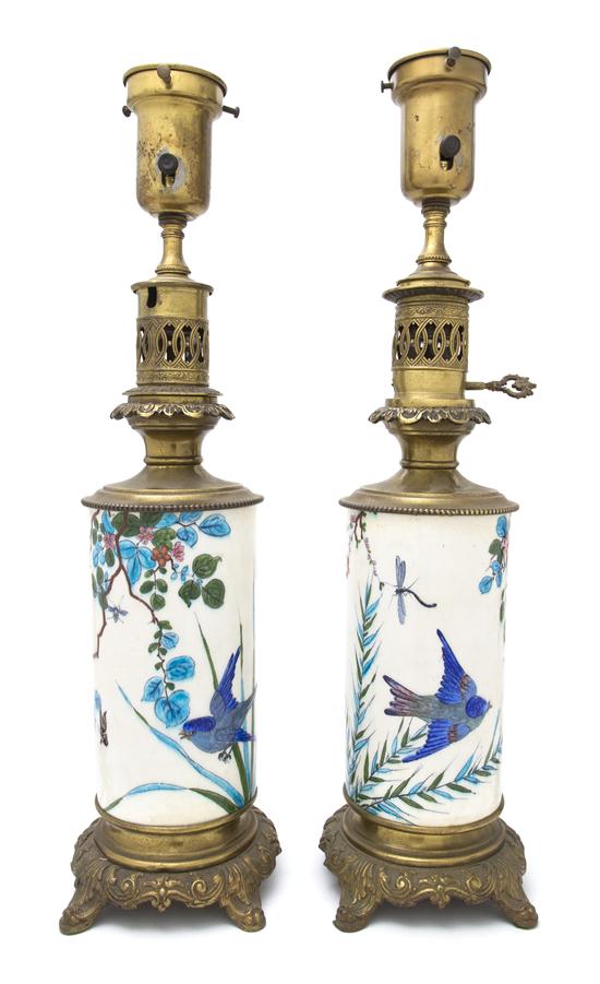 A Pair of Enameled Cylindrical