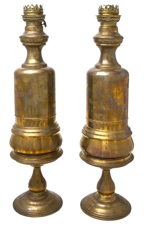 A Pair of Continental Brass Canister