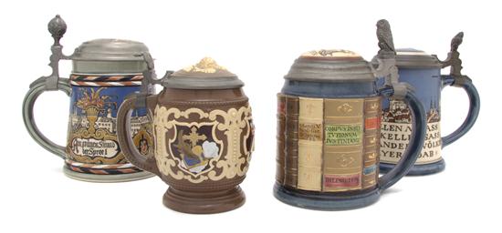 A Collection of Four Mettlach Steins