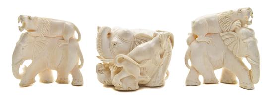 Three Carved Ivory Figures the first