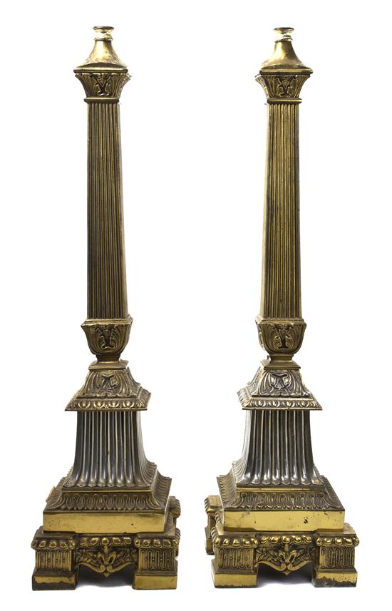 A Pair of Neoclassical Brass Table