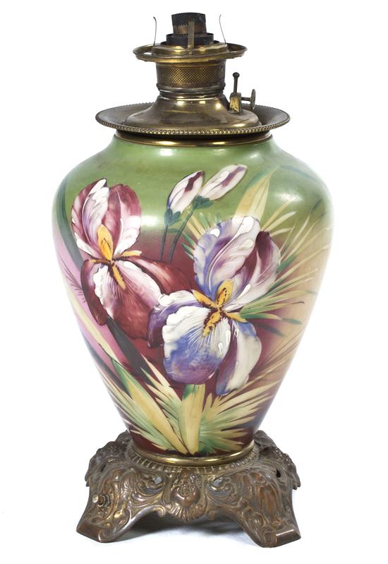 A Victorian Blown Glass Lamp Base of