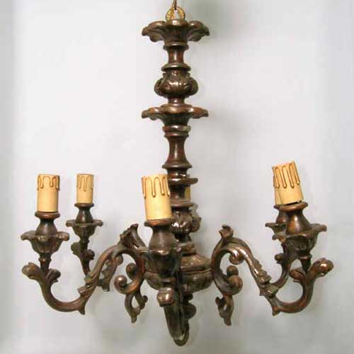 A French Silver Leaf Wooden Chandelier 151ce8