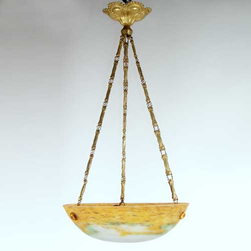 A French Glass Hanging Dish Light 151cf8