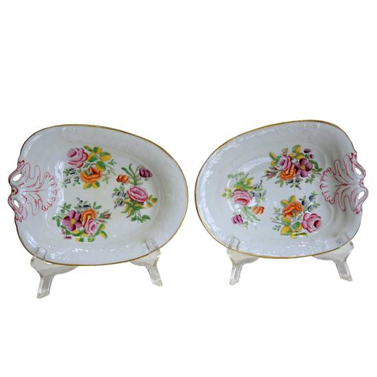 A Pair of English Creamware Floral