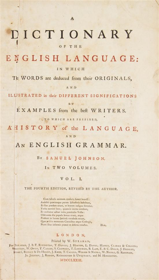 JOHNSON SAMUEL Dictionary of the