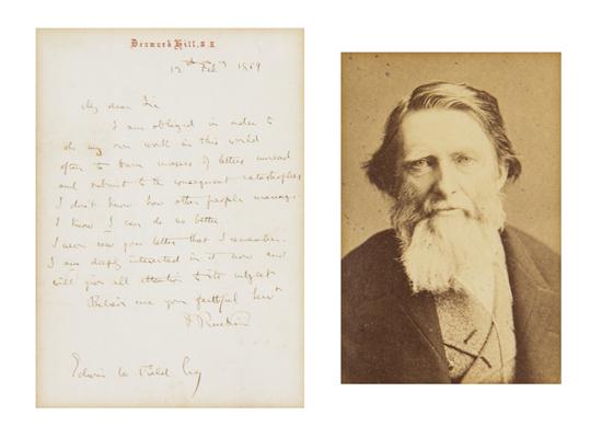 RUSKIN JOHN Autographed note signed 154670