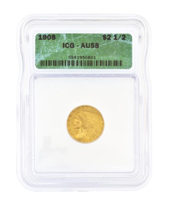  A 1908 U S 2 5 Indian Gold 1546d4